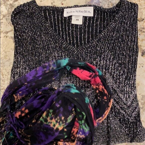 Norton McNaughton black silver shimmer sweater - Picture 5 of 13